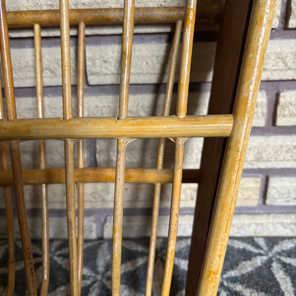 70's Wall Mount Wicker Magazine Rack - Wicker Rack - Rattan Magazine Holder - Picture 9 of 14